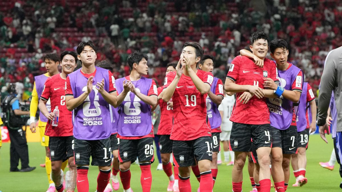 South Korea reacts after defeating Czechia during the World Cup Group A soccer match in Zapopan