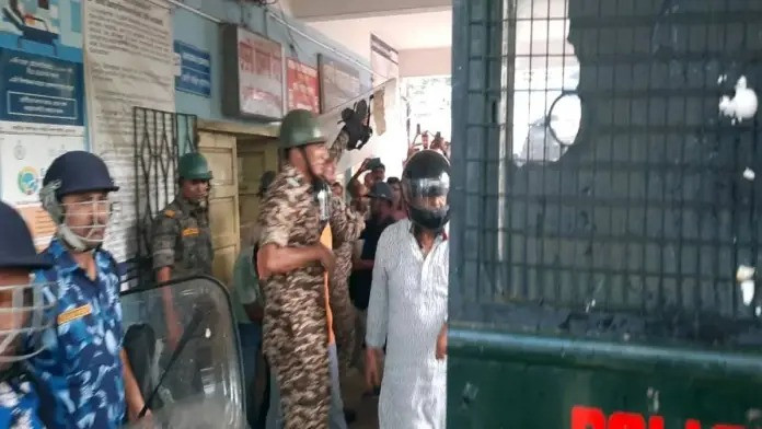 TMC  Udayan Guha shielded by a ‘helmet armor’