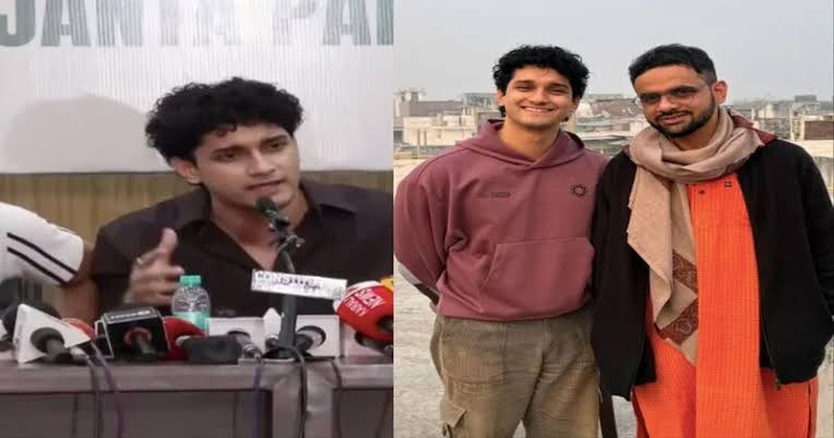 Umar Khalid with CJP spokesperson Saurav Das