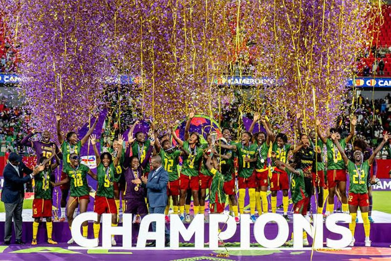 Cameroon celebrates winning the 2026 Women's Africa Cup of Nations