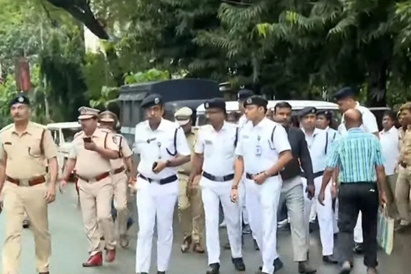Fire brigade and police at Abhishek's Camac Street office
