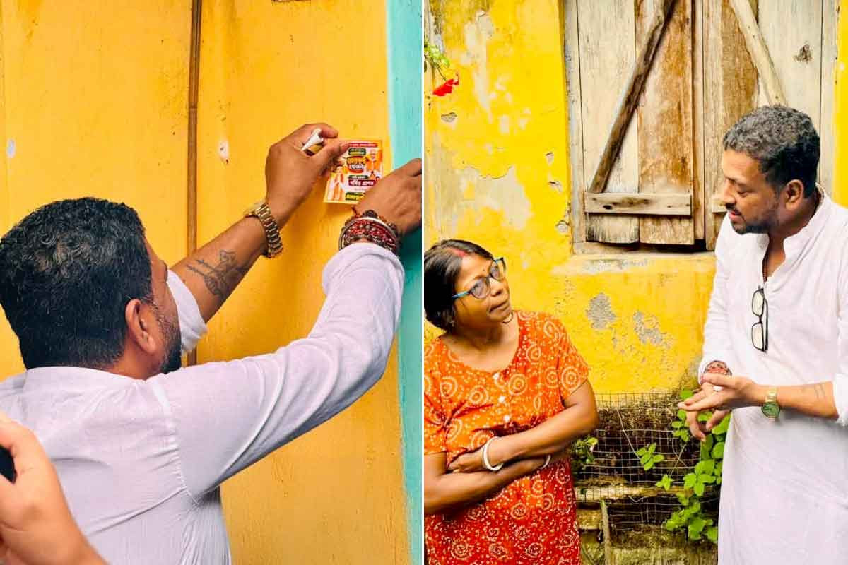 Minister Shankar Ghosh affixed stickers to the homes of Annapurna scheme beneficiaries in Siliguri