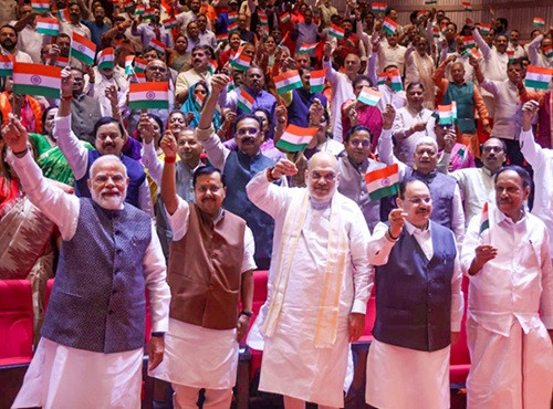 NDA’s ‘Mangal Milan’ meet begins with patriotic fervour