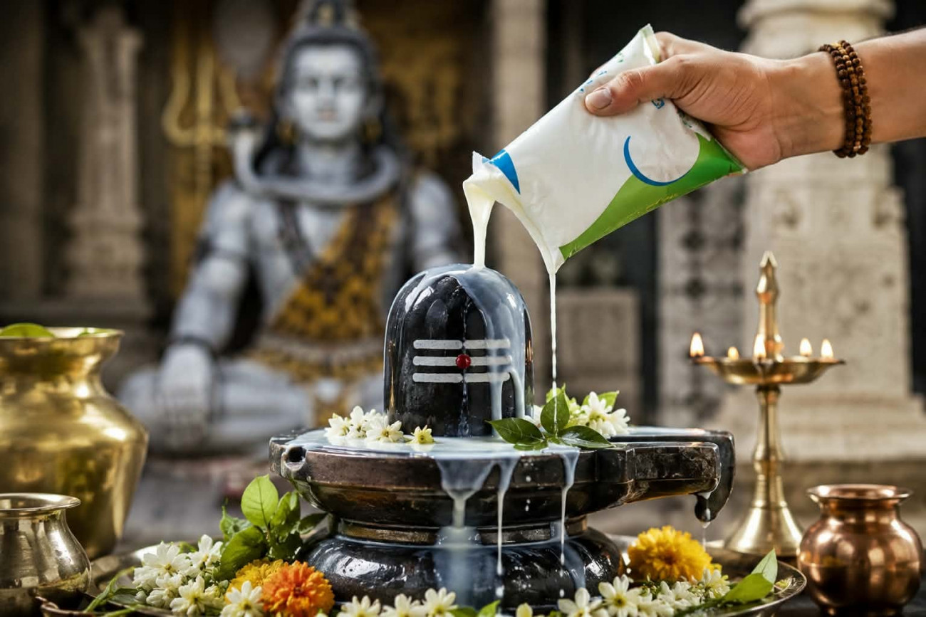 Packet Milk Shivling Abhishek Shravan