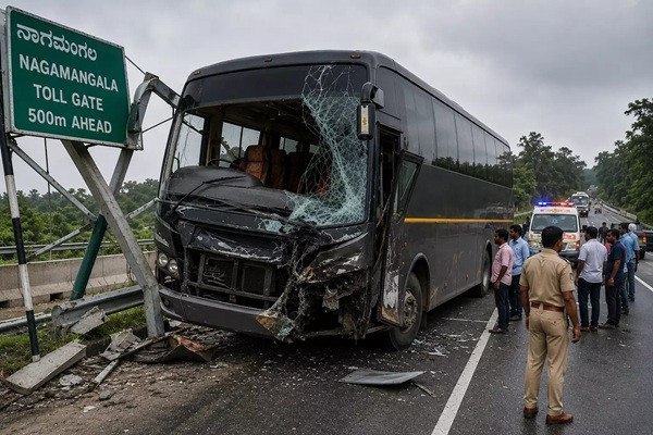 Two Killed After Bus Hits Roadside Signboard in Karnataka