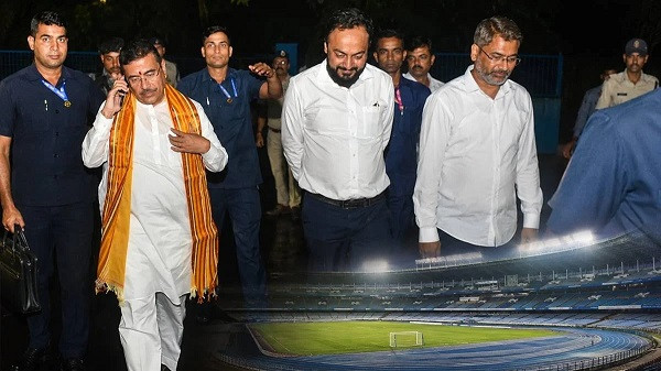 Chief Minister Suvendu Adhikari and Sports Minister Indranil Khan