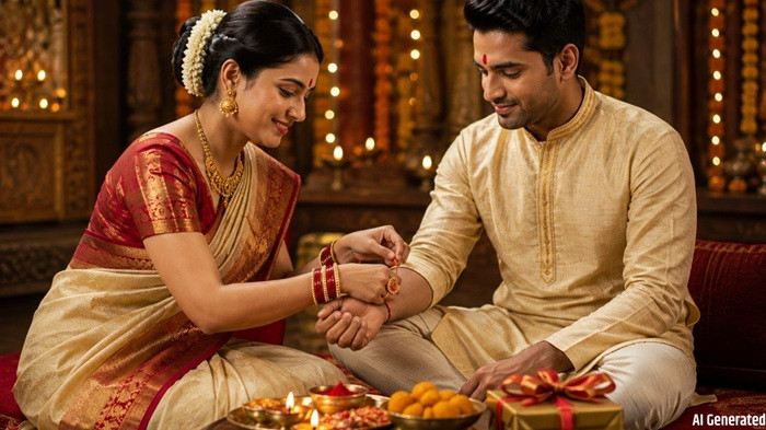 Wife Tying Rakhi To Husband