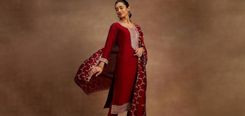 Durga Puja Kurti Dupatta Fashion