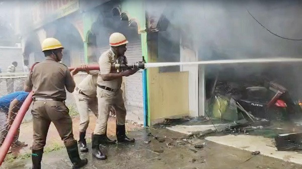 Fire incident in a showroom of electic scooters in Panagarh