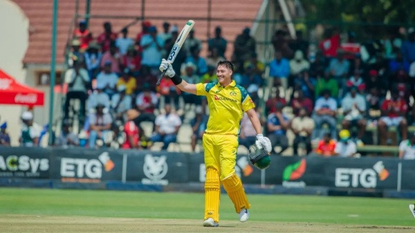 Matt Renshaw celebrates his maiden ODI century