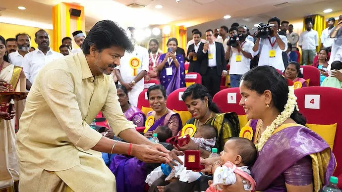 Vijay unveiled the gold ring scheme at the Government Rajaji Hospital in Madurai