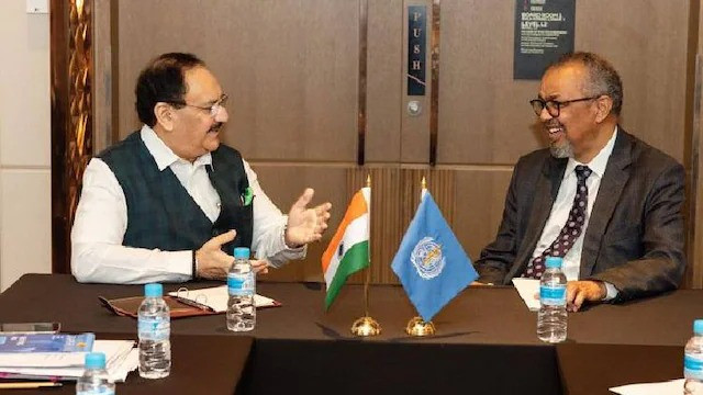 WHO Chief meets J.P Nadda and praises India's progress