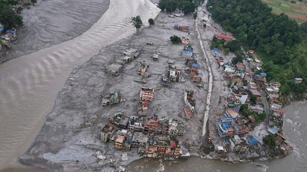 Vast areas of north-western Bhutan submerged by water