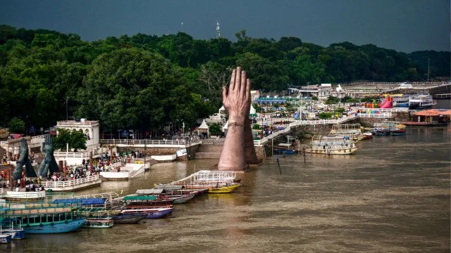 water level of the Ganga River in Varanasi has fallen below the warning mark