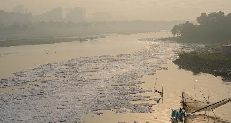 Toxic Foam Returns To Yamuna As Delhi-NCR Air Quality