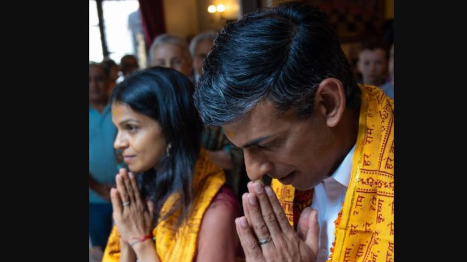 Britain's PM Candidate Rishi Sunak visits Temple with wife